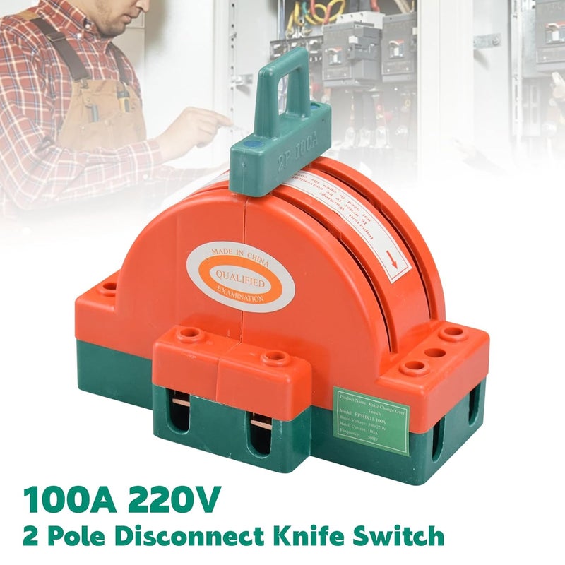 Onseeda Disconnect Knife Switch Double Throw,32A 220V 2 Pole Safety Two-Way Double-Switching Switch - Image 2